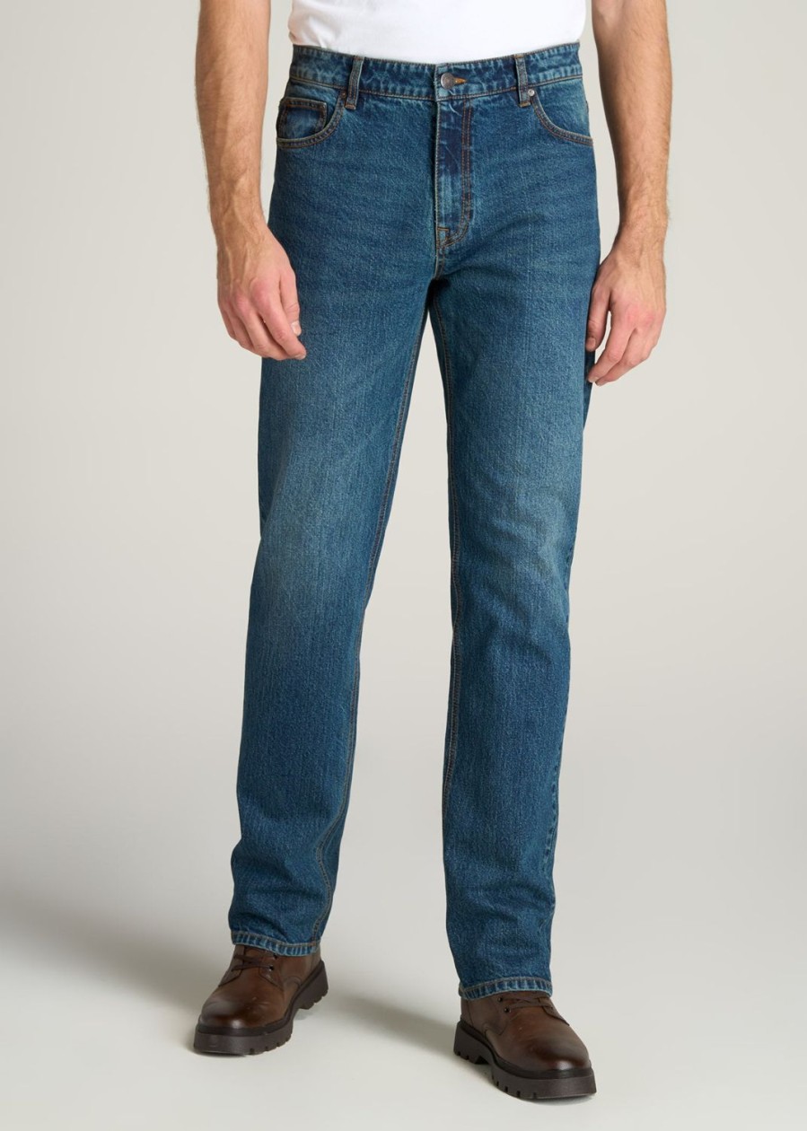 Men American Tall Jeans | Lj&S Straight Leg Jeans For Tall Men In Machine Blue