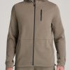 Men American Tall Hoodies + Sweatshirts | Tall Men'S Tech-Knit Long Track Jacket In Deep Taupe