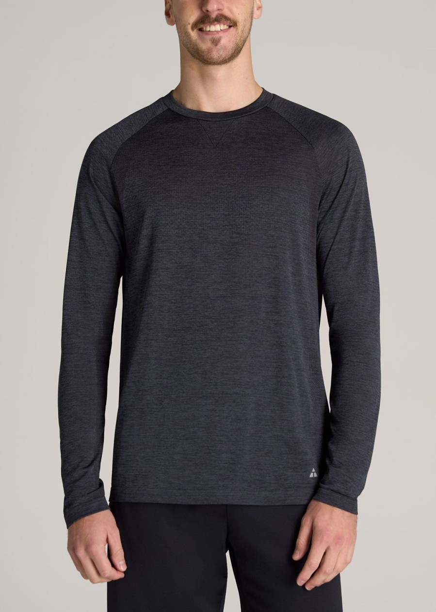 Men American Tall Long Sleeve Tees + Thermals | A.T. Performance Modern-Fit Raglan Shirt For Tall Men In Charcoal Mix