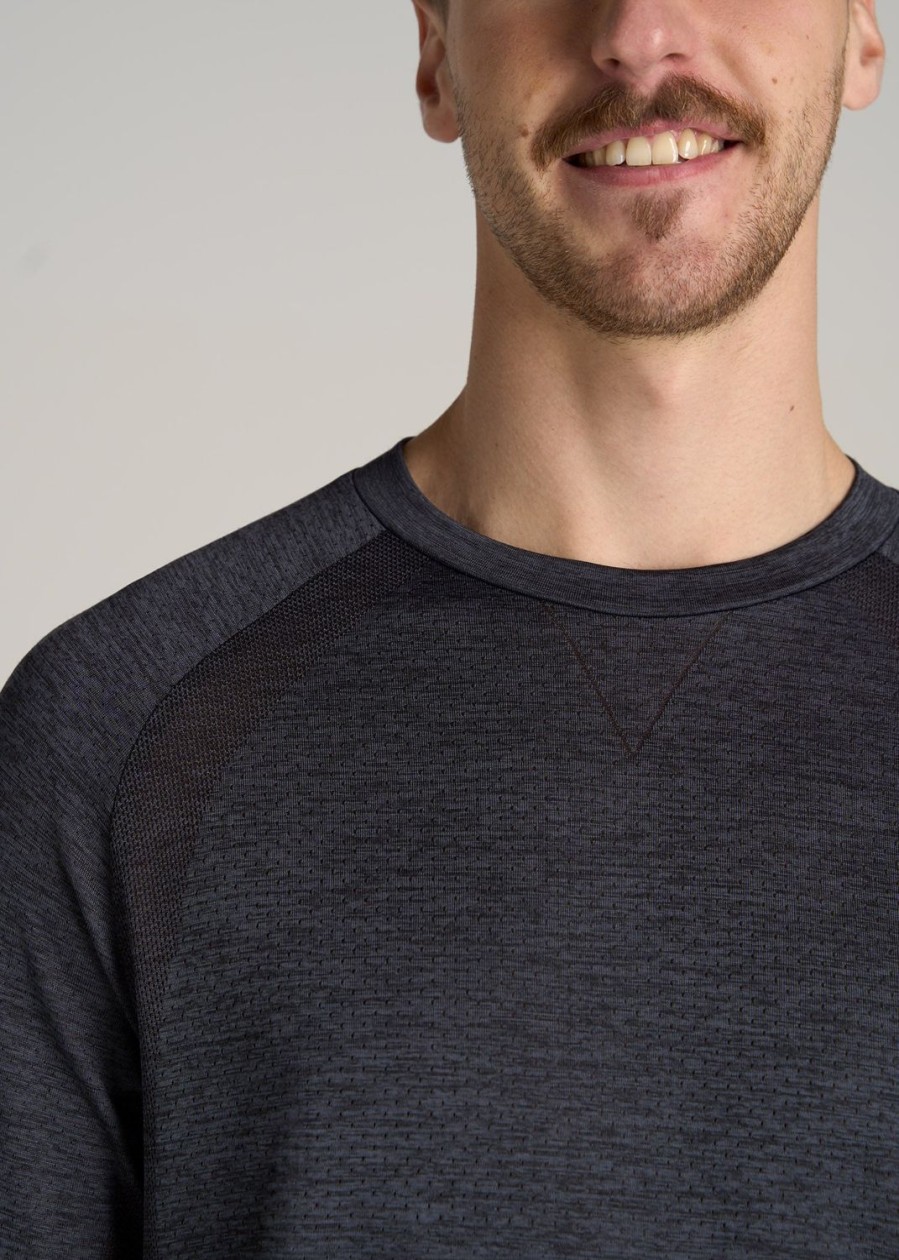 Men American Tall Long Sleeve Tees + Thermals | A.T. Performance Modern-Fit Raglan Shirt For Tall Men In Charcoal Mix