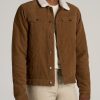 Men American Tall Jackets + Coats | Lj&S Men'S Sherpa Corduroy Tall Trucker Jacket In Tan Brown