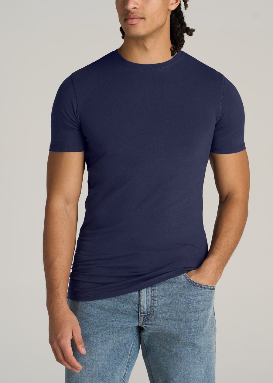 Men American Tall Tees + Tanks | The Essential Slim-Fit Crewneck Men'S Tall Tees In Navy