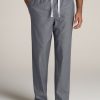 Men American Tall Athletic Pants | Woven Pajama Pants For Tall Men In Grey Pin Dot