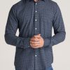 Men American Tall Button Shirts | Nelson Flannel Shirt For Tall Men In Navy & White