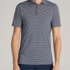 Men American Tall Polos | A.T. Performance Stretch Stripe Golf Tall Men'S Polo Shirt In Navy