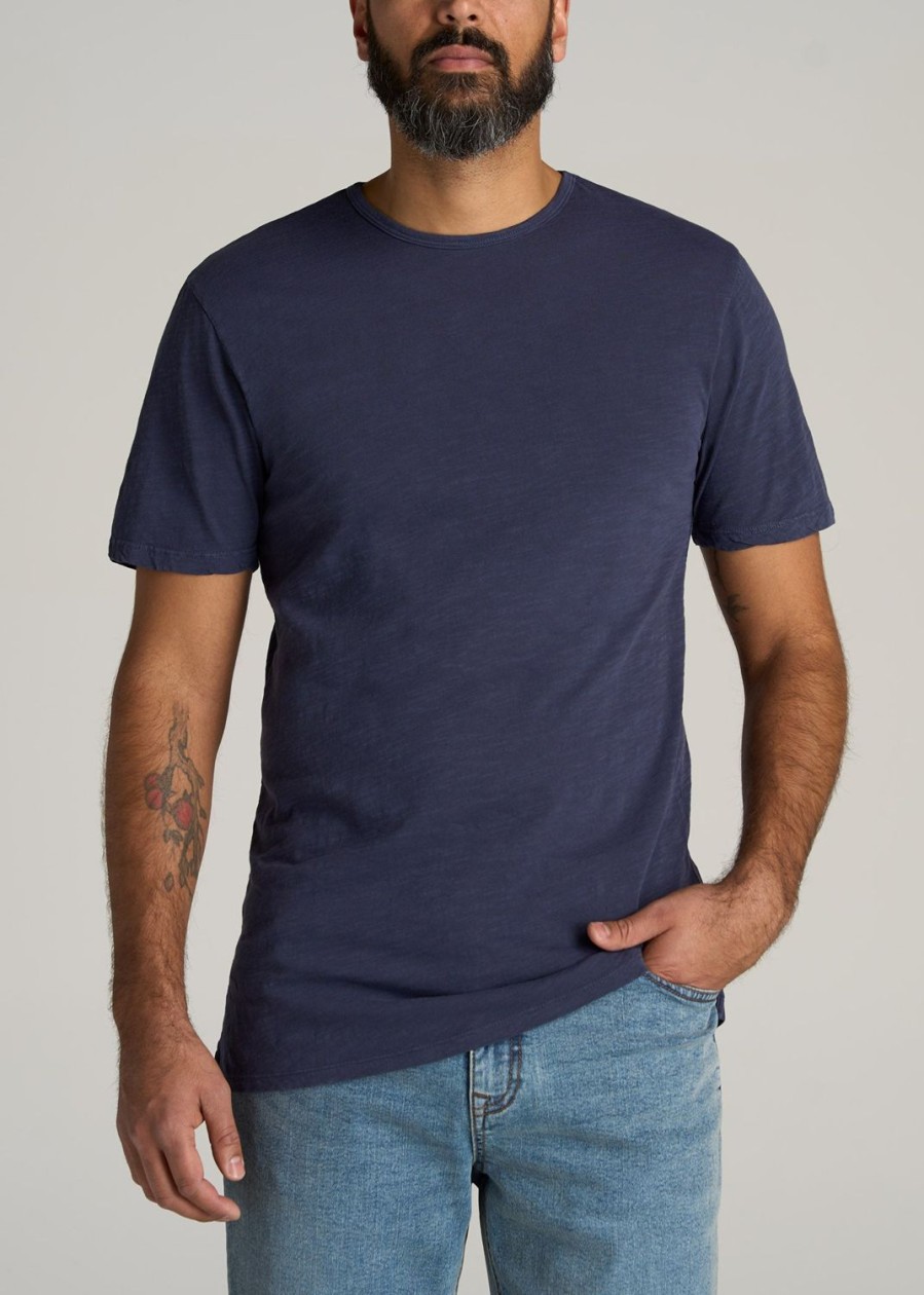 Men American Tall Tees + Tanks | Regular-Fit Slub Tee In Tall Men'S Shirts Navy