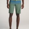 Men American Tall Shorts | Tall Board Shorts For Men In Olive & Navy Stripe