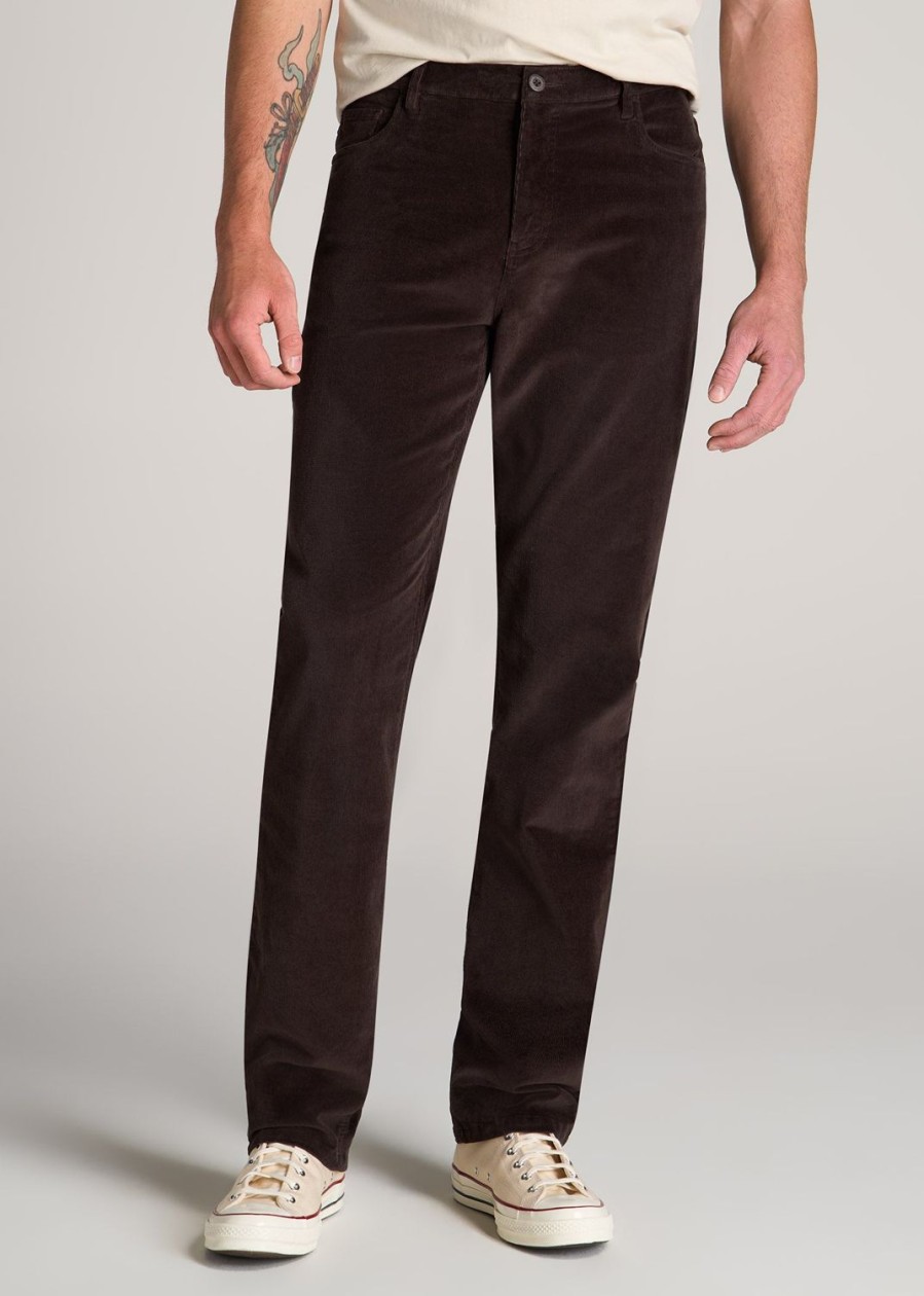 Men American Tall Pants + Chinos | Straight-Leg Stretch Corduroy Pants For Tall Men In Chocolate