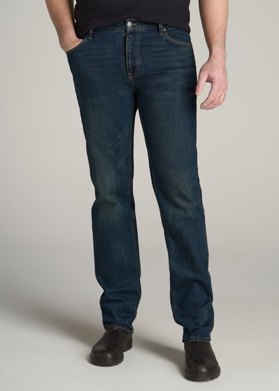 Men American Tall Jeans | Lj&S Straight Leg Jeans For Tall Men In Mechanic Blue