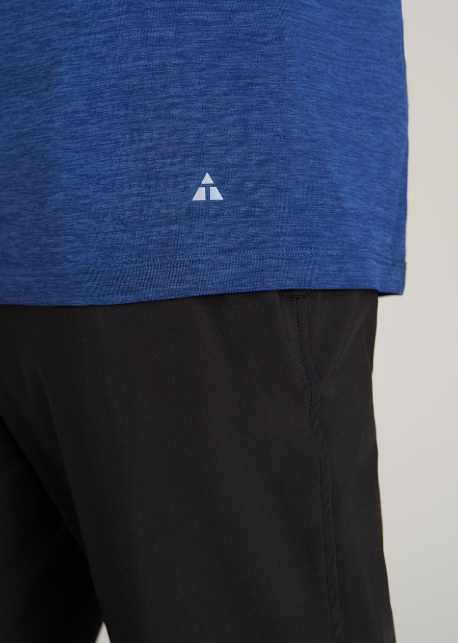 Men American Tall Tees + Tanks | A.T. Performance Modern-Fit Raglan Short Sleeve Tee For Tall Men In Tech Blue Mix