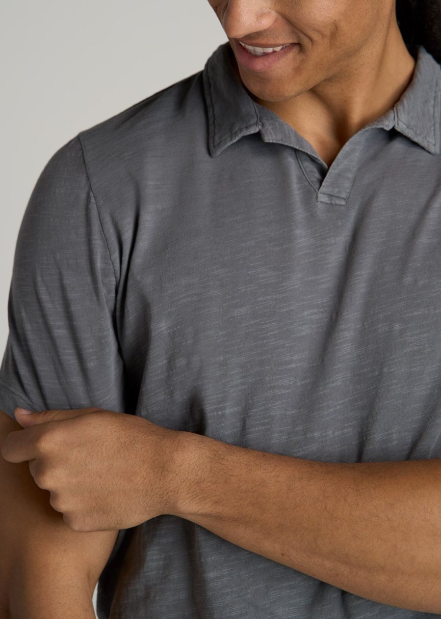 Men American Tall Polos | Slub Men'S Tall Polo Shirt In Slate