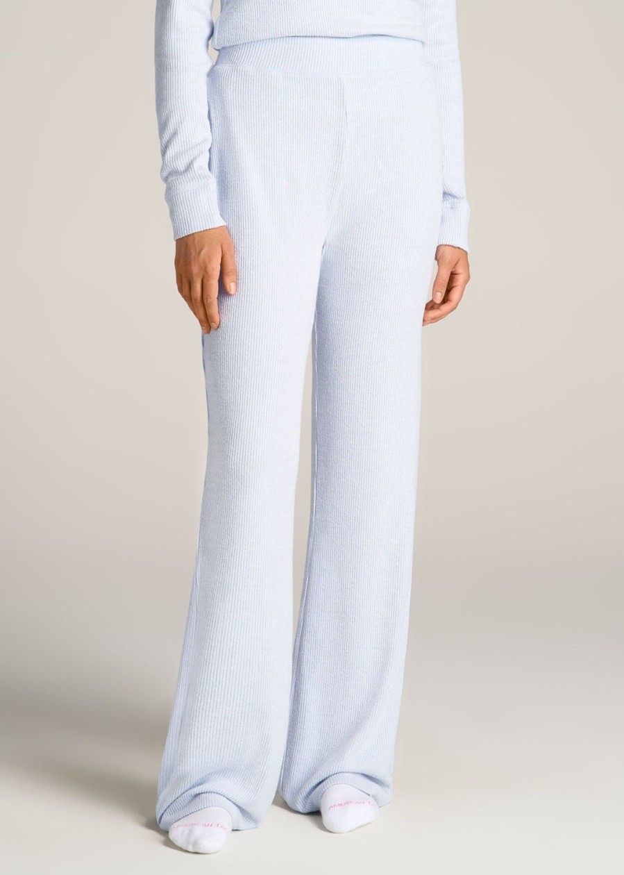 Women American Tall Athletic Pants | Women'S Ribbed Flare Extra-Long Lounge Pants In Bluebird Mix