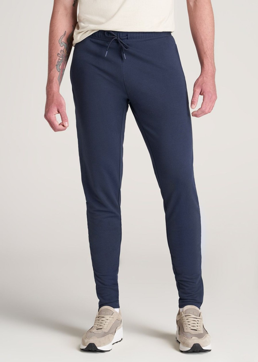 Men American Tall Athletic Pants | Slim-Fit Lightweight French Terry Joggers For Tall Men In Marine Navy