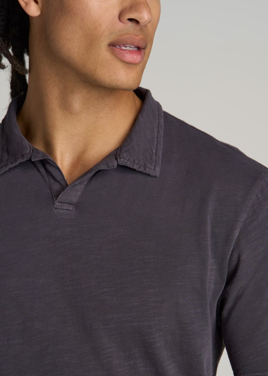 Men American Tall Polos | Slub Men'S Tall Polo Shirt In Charcoal