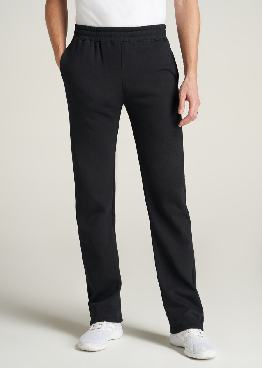 Men American Tall Athletic Pants | Wearever Fleece Open-Bottom Sweatpants For Tall Men In Black