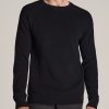 Men American Tall Hoodies + Sweatshirts | Textured Heavy Knit Sweater For Tall Men In Black