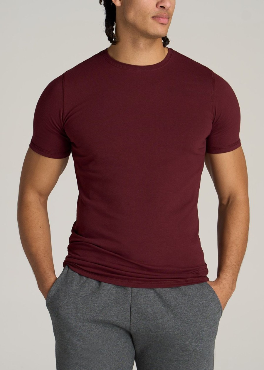 Men American Tall Tees + Tanks | The Essential Slim-Fit Crewneck Men'S Tall Tees In Garnet Red