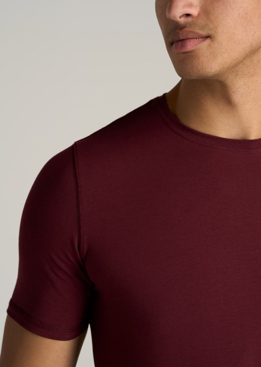 Men American Tall Tees + Tanks | The Essential Slim-Fit Crewneck Men'S Tall Tees In Garnet Red