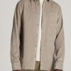 Men American Tall Button Shirts | Lj&S Corduroy Overshirt For Tall Men In Oak