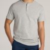 Men American Tall Tees + Tanks | Lj&S Regular-Fit Jersey Henley Tee For Tall Men In Heathered Grey