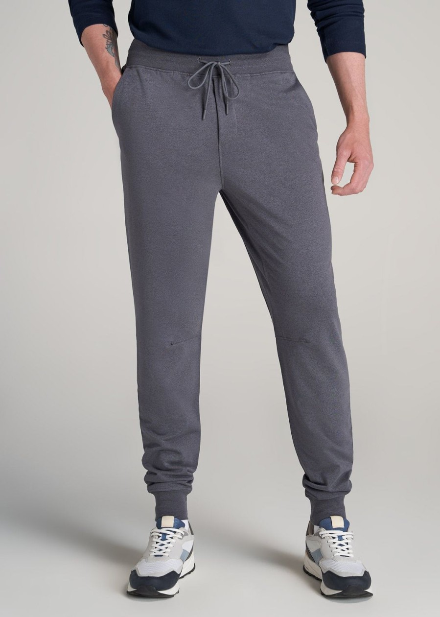 Men American Tall Athletic Pants | A.T. Performance Slim French Terry Joggers For Tall Men In Tech Charcoal Mix