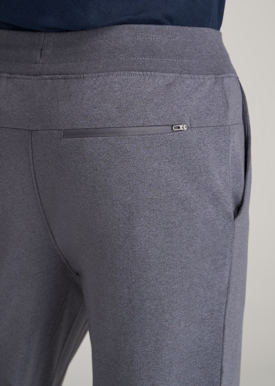 Men American Tall Athletic Pants | A.T. Performance Slim French Terry Joggers For Tall Men In Tech Charcoal Mix