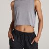 Women American Tall Tees, Tanks + Bodysuits | Athletic Cropped Muscle Tank Top For Tall Women In Grey Mix