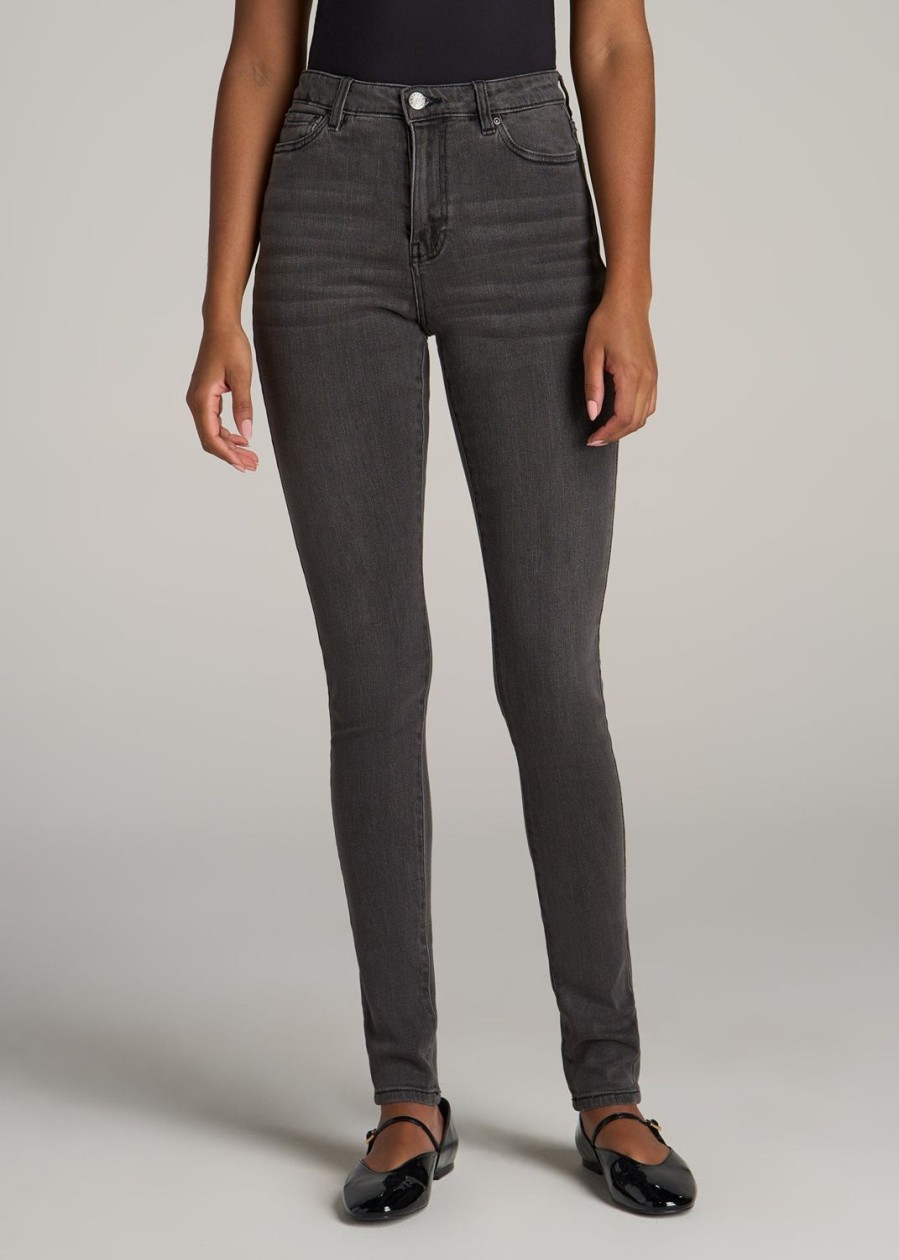 Women American Tall Jeans + Denim | Georgia High Rise Skinny Tall Women'S Jeans In True Grit Grey