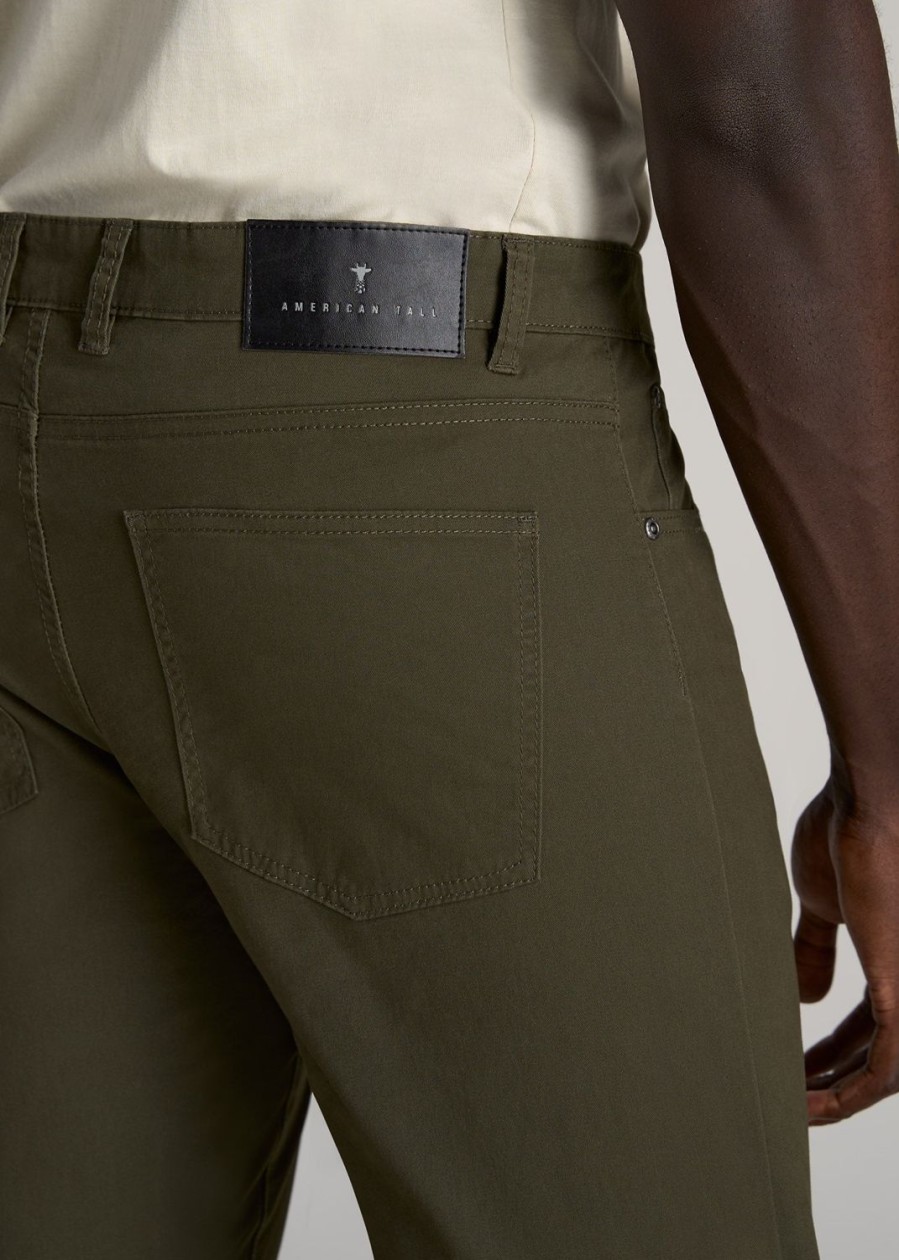 Men American Tall Pants + Chinos | Carman Tapered Fit Five Pocket Pants For Tall Men In Camo Green