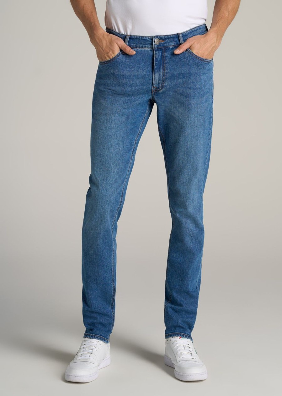 Men American Tall Jeans | Carman Tapered Jeans For Tall Men In Classic Mid Blue