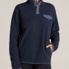 Women American Tall Sweaters | Polar Fleece 3-Snap Pullover Sweater For Tall Women In Regal Blue