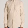 Men American Tall Button Shirts | Washed Oxford Shirt For Tall Men In Sandstone