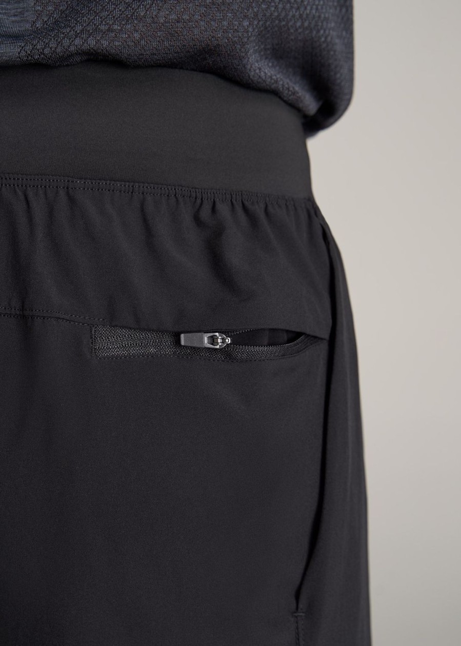 Men American Tall Shorts | A.T.Performance Woven Stretch Shorts For Tall Men In Black