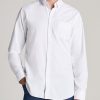 Men American Tall Button Shirts | Washed Oxford Shirt For Tall Men In White