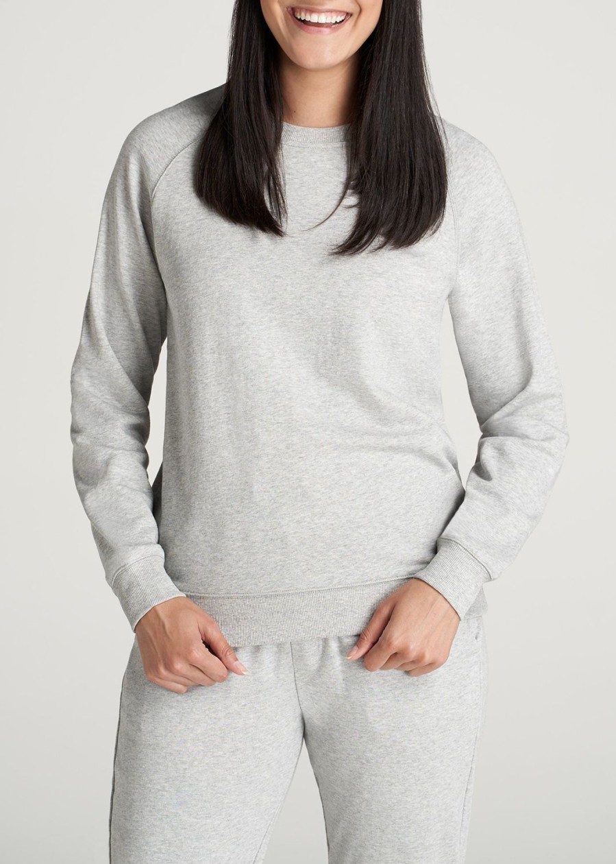 Women American Tall Hoodies + Sweatshirts | Wearever French Terry Women'S Tall Crewneck Sweatshirt In Grey Mix