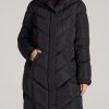 Women American Tall Jackets + Outerwear | American Tall X Point Zero Long Hooded Women'S Tall Puffer Jacket In Black