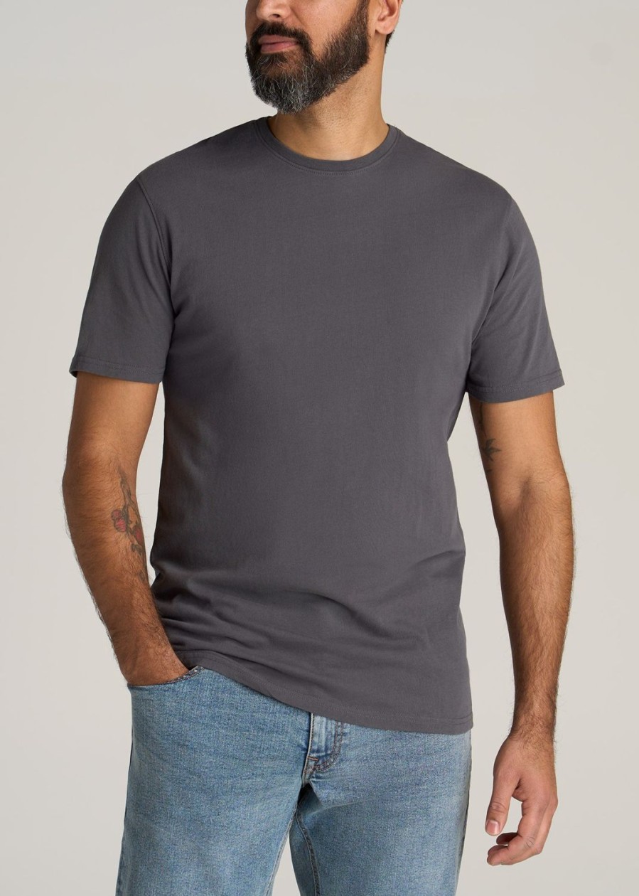 Men American Tall Tees + Tanks | Lj&S Men'S Tall Regular-Fit Crew Neck Tee In Flint Grey