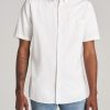 Men American Tall Button Shirts | Seersucker Tall Men'S Short Sleeve Shirt In Ecru