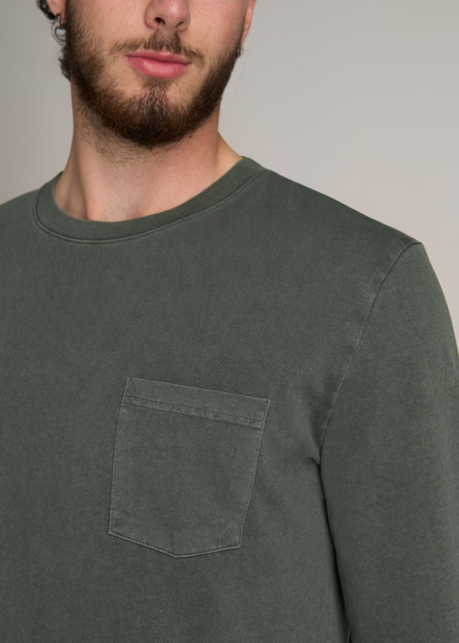 Men American Tall Long Sleeve Tees + Thermals | Garment Dyed Long Sleeve Pocket Tall Men'S Tee In Spring Olive