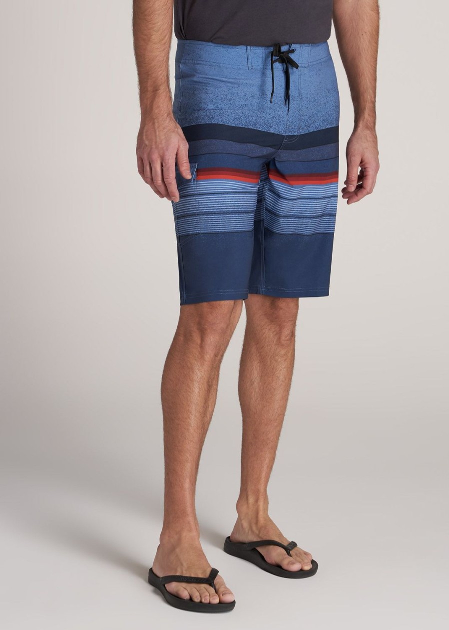 Men American Tall Shorts | Tall Board Shorts For Men In Slate Blue Stripe