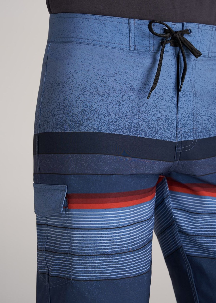 Men American Tall Shorts | Tall Board Shorts For Men In Slate Blue Stripe