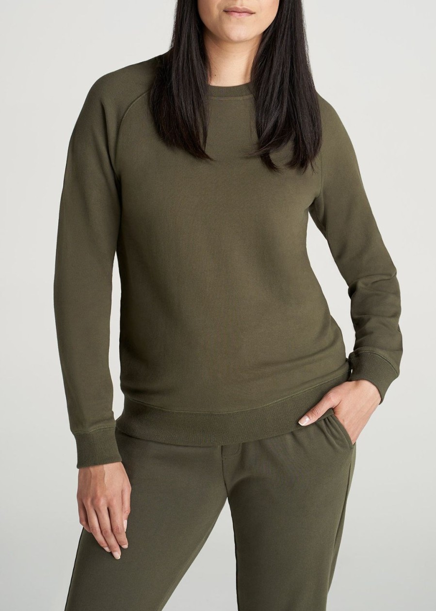 Women American Tall Hoodies + Sweatshirts | Wearever French Terry Women'S Tall Crewneck Sweatshirt In Fern Green