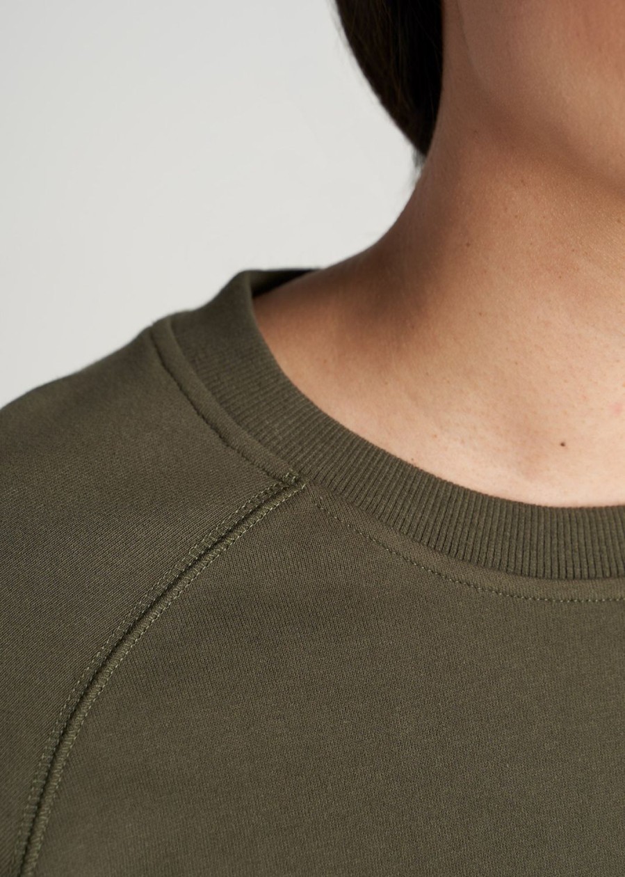 Women American Tall Hoodies + Sweatshirts | Wearever French Terry Women'S Tall Crewneck Sweatshirt In Fern Green