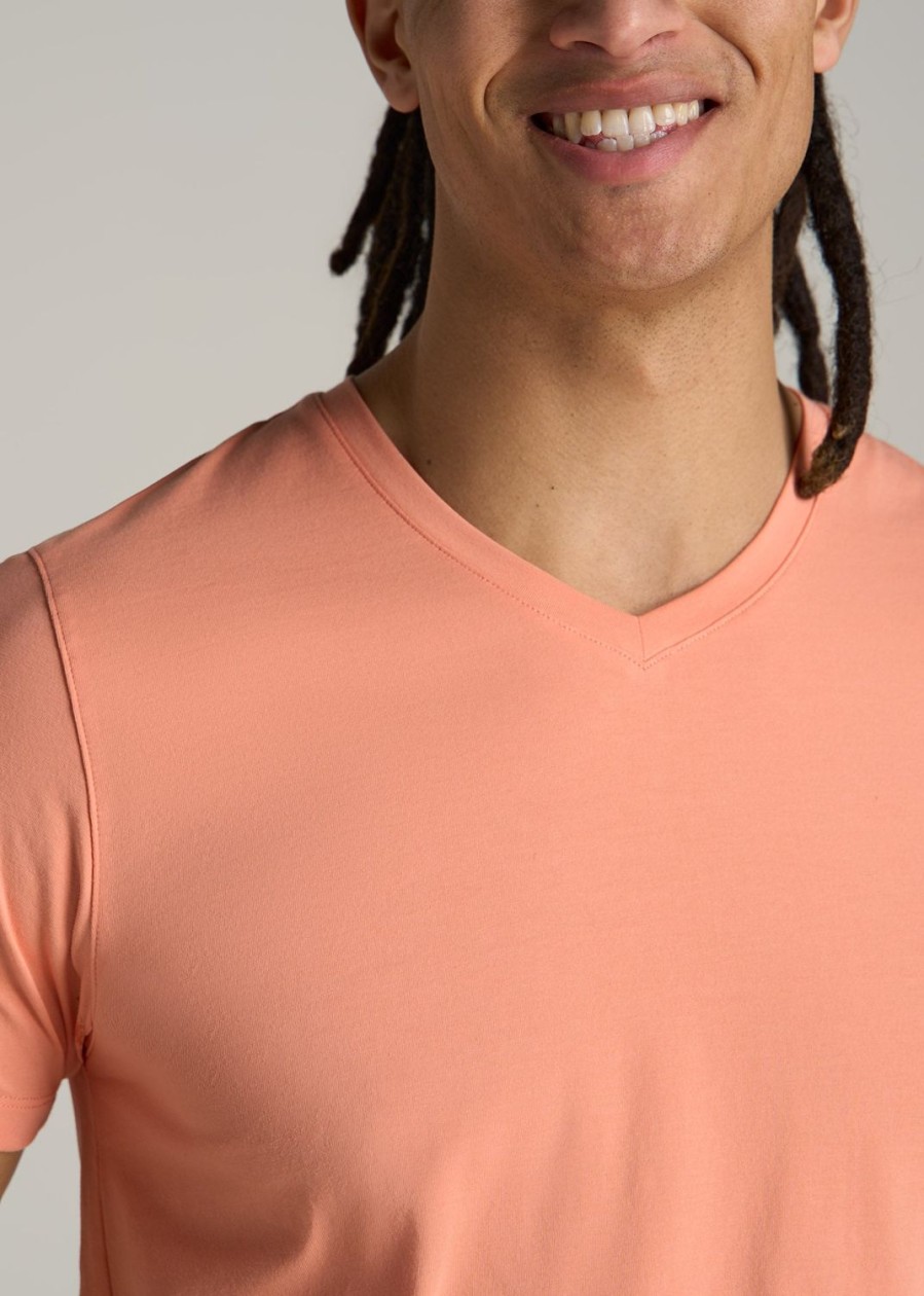 Men American Tall Tees + Tanks | Stretch Cotton Modern-Fit V-Neck T-Shirt For Tall Men In Apricot Crush