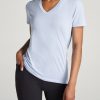 Women American Tall Tees, Tanks + Bodysuits | Short Sleeve V-Neck In Shirts For Tall Women Cloud Blue