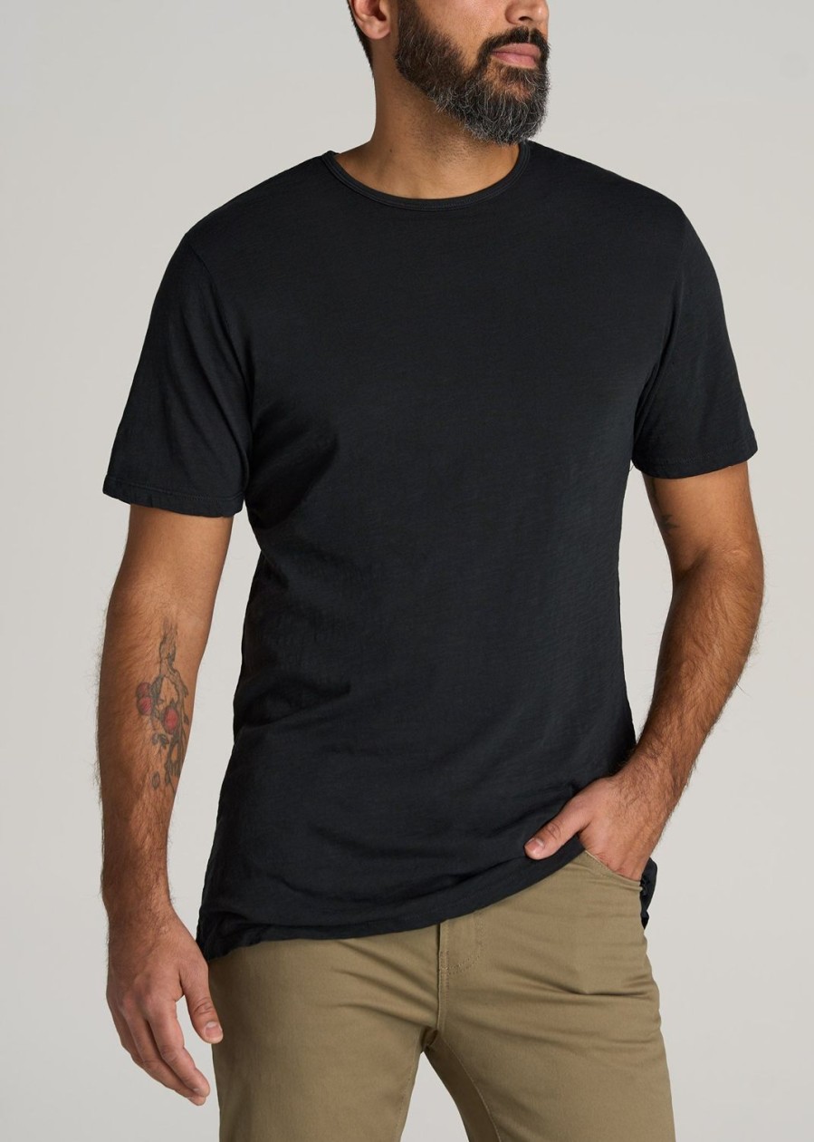 Men American Tall Tees + Tanks | Regular-Fit Slub Tee In Tall Men'S Shirts Black