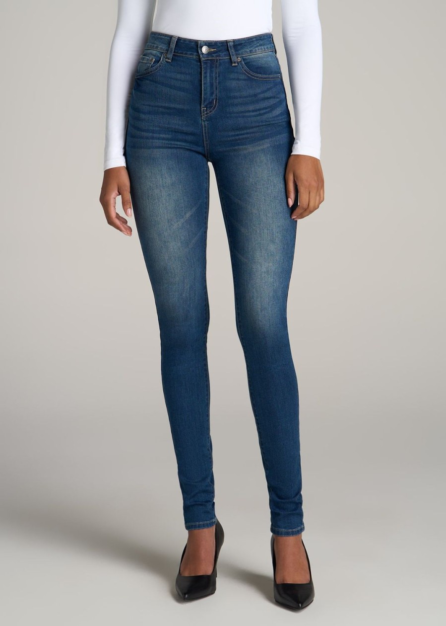 Women American Tall Jeans + Denim | Georgia High Rise Skinny Tall Women'S Jean In Classic Blue