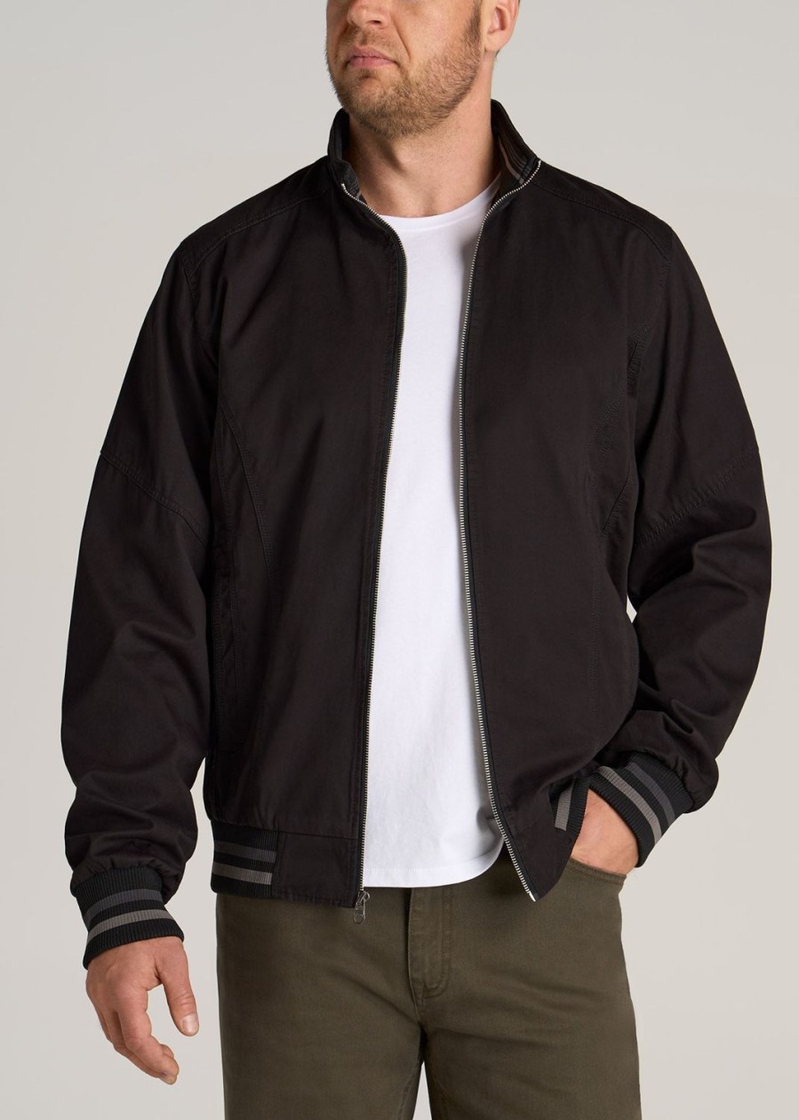 Men American Tall Jackets + Coats | Lj&S Cotton Bomber Jackets For Tall Men In Black