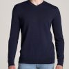 Men American Tall Hoodies + Sweatshirts | Everyday V-Neck Tall Men'S Sweater In Patriot Blue