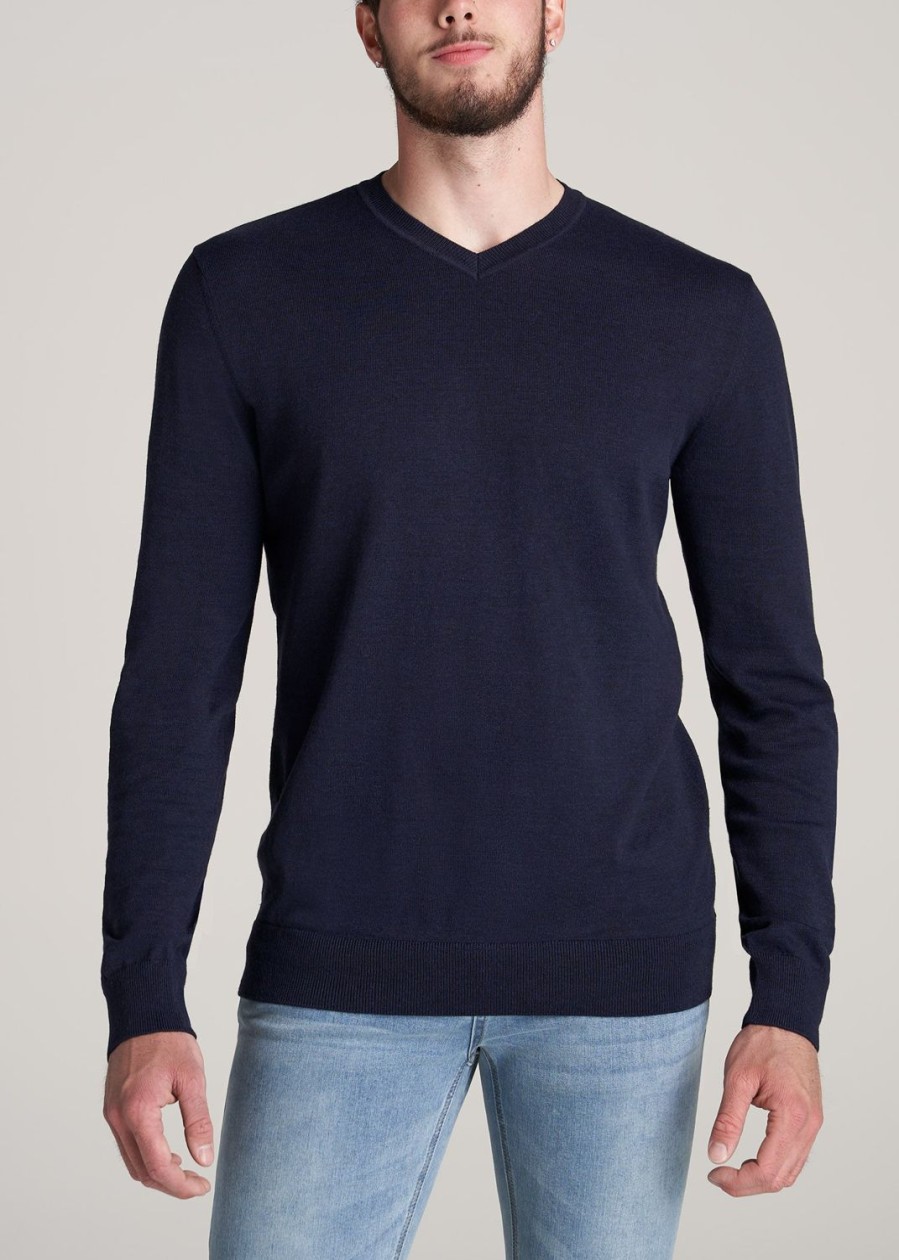 Men American Tall Hoodies + Sweatshirts | Everyday V-Neck Tall Men'S Sweater In Patriot Blue